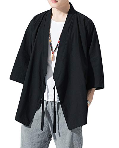Herren Japan Happi Kimono Shirts Tops Haori Cardigan Sommer Jacke Yukata Open Front Mäntel von Sunma