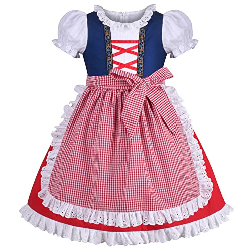 Sunny Fashion Dirndl Mädchen Kinderdirndl Trachtenkleid Set Spitze Schürze Bayerisches Oktoberfest Gr. 110 von Sunny Fashion