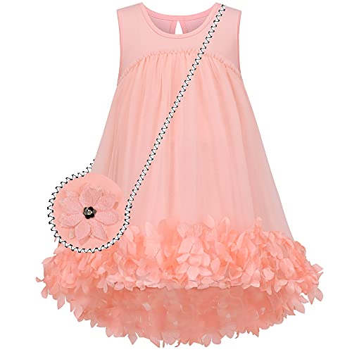 Sunny Fashion Mädchen Kleid Geldbeutel Bag Setzen Erröten Sie Pink Hohe Taille 3D Blume Ärmellos Gr. 134 von Sunny Fashion