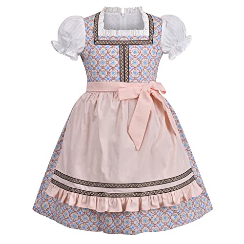 Sunny Fashion Mädchen Kleid Mädchen Kleid Rosa Deutsche Dirndl Oktoberfest Bier Kleidung Bayerisch Festival Gr. 122 von Sunny Fashion