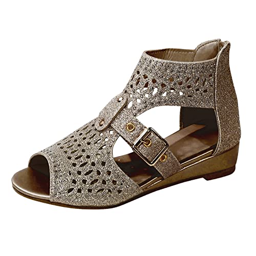 Sandalen Damen mit Absatz Strass-Dekor-Glitter Sandalen mit Reißverschluss hinten für Frauen offene Zehenschuhe böhmische Sandalen Klein Schuhe Damen 38 von Sunnyuk