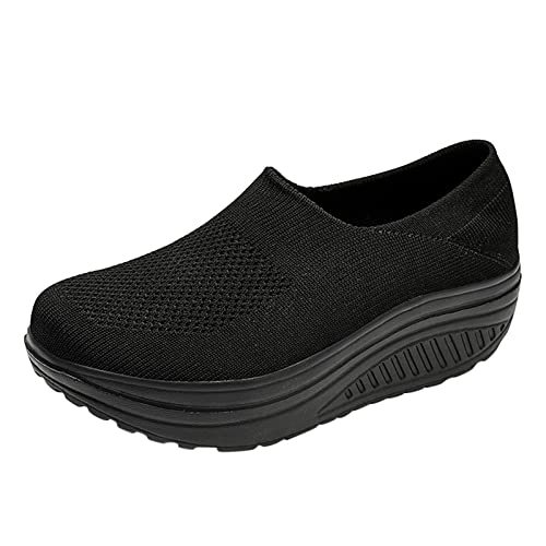 Schwarze Turnschuhe Damen Elegant Classic Outdoor Sportlich Schuhe Sneaker Frauen Sportschuhe Weiss Hoch Trainingsschuhe Walkingschuhe Freizeitsportschuhe Plate Schuhe für Gehen Laufen Joggen Sports von Sunnyuk