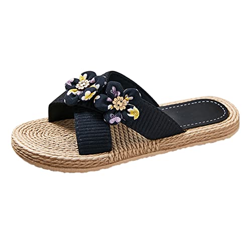 Sommer Sandalen Damen Damen Flache Blumen Hausschuhe Blumen Strand Hausschuhe Slip On Mode Hausschuhe Flache Offene Spitze Sommer Lässige Mode Sandalen Strand Hausschuhe Hohe Schuhe Damen Absatz von Sunnyuk