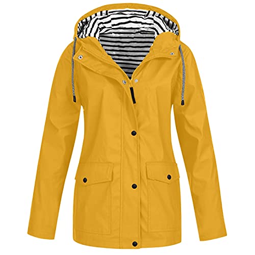 Sunnyuk Regenjacke Damen Wasserdicht Atmungsaktiv Lang Regenmantel Regenjacken Reißverschluss Dünn Windbreaker Laufjacke Leichte Wetterfest Jacke Regenponcho Outdoorjacke Mit Kapuze von Sunnyuk