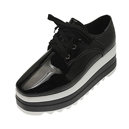 Sunnyuk Sneaker Damen Schwarz Plateau Laufschuhe Sportschuhe Sale Leicht Weiche Schuhe Elegant Mit Absatz Sport Laufen Freizeitschuhe Walkingschuhe Wasserdicht Fußballschuhe (Z1-Black, 42) von Sunnyuk