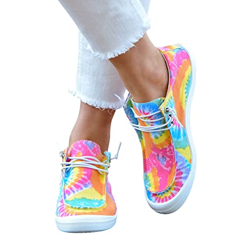 Sunnyuk Weiße Sneaker Damen Plateau Damen Plantar Fasciitis rutschfeste Schuhe Canvas Loafer mit Fußgewölbestütze Orthopädische Lässige rutschfeste Schnürsenkel Gummisohle Schuhe Damen von Sunnyuk