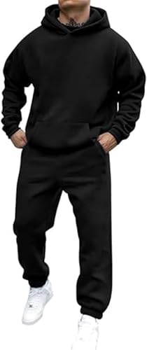 Trainingsanzug Herren Sportbekleidung Jogginganzug Herren Einfarbig Hoodie mit Kapuze Langarm mit Taschen Hausanzug 2-Teilig Kapuzenpullover Jogginghose Tracksuit Set Klassisch Unisex Sportanzug Trainingsanzug Herren Sportbekleidung Jogginganzug Herren Einfarbig Hoodie mit Kapuze Langarm mit Taschen Hausanzug 2-Teilig Kapuzenpullover Jogginghose Tracksuit Set Klassisch Unisex Sportanzug von Sunnyuk