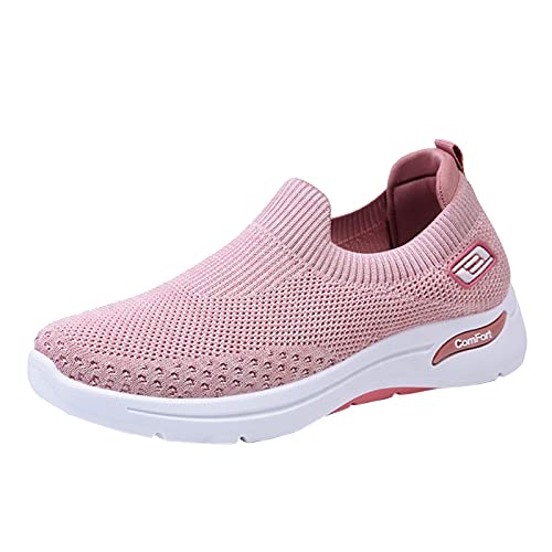 Weiße Sneaker Damen Schnürung Schuhe Mesh-Mode Outdoor-Sneakers atmungsaktiv rundum Männer Paare Woemen Sport Damen-Sneakers Sommer Damenschuhe Keilabsatz (Z1-Pink, 37) von Sunnyuk