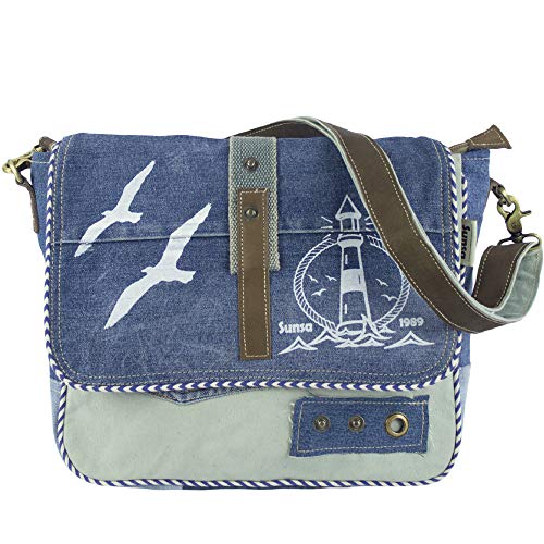 Sunsa Damen Messenger Bag Umhängetasche Handtasche, aus Jeans/Canvas & Leder. Große Crossbody Tasche Schultertasche, Geschenkideen für Frauen/Mädchen, nachhaltige Produkte 52447 von Sunsa