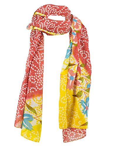 Sunsa Damen Schal, Halstuch Baumwolltuch für Frühlings/Sommer, Stola Tuch mit Blumen Design, Accessoires for Women, Scarf Tücher und Schals als Geschenk für Frauen/Freundin (rot/gelb) von Sunsa