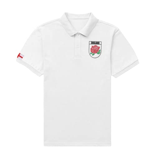 Super Lemon England Rugby Herren Damen Poloshirt, exklusives Retro, Vintage, Unisex, ideal für alle englischen Rugby-Fans für 6 Nationen und Weltmeisterschaft bis 7XL, weiß, 58 von Super Lemon