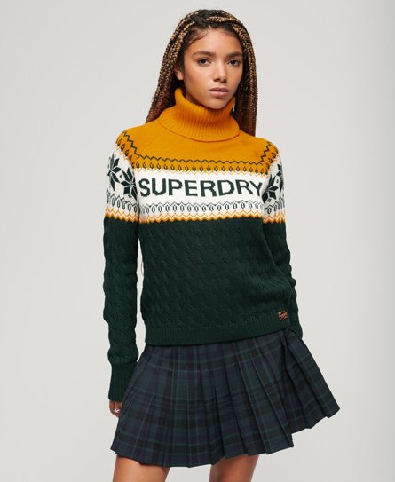 Superdry Damen Aspen Ski Strickpullover Gelb - Größe: 34 von Superdry