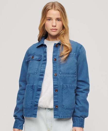 Superdry Damen Chore Jacke Mit Vier Taschen, Dunkelblau, Größe: 38 von Superdry