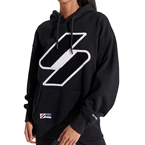 Superdry Damen Code Logo Che OS Hood Hooded Sweatshirt, Black, M von Superdry