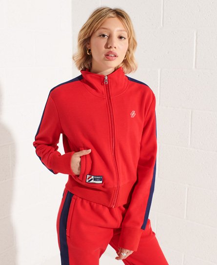 Superdry Women's Code Trainingsjacke mit Streifen Rot - Größe: 40 von Superdry