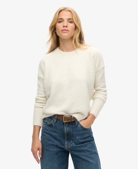 Superdry Women's Essential Pullover mit Rundhalsausschnitt Creme - Größe: 36 von Superdry