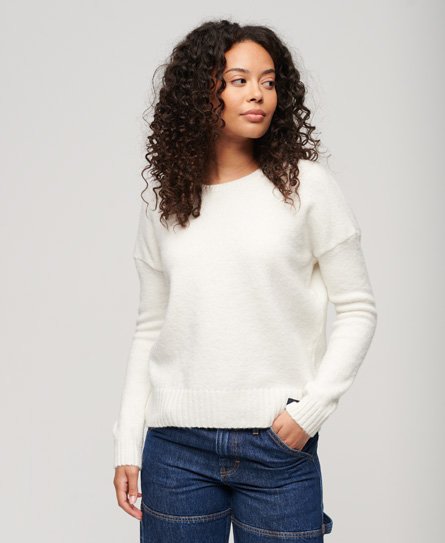 Superdry Women's Essential Pullover mit Rundhalsausschnitt Creme - Größe: 40 von Superdry