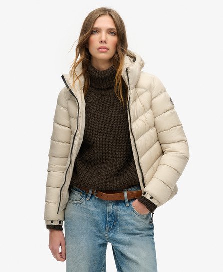 Superdry Women's Damen Beige Fuji Steppjacke mit Kapuze, Größe: 38 - Größe: 38 von Superdry