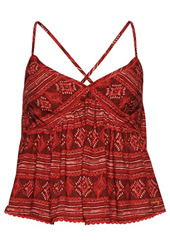 Superdry Damen Gestuftes Vintage Trägertop Aztekenmuster Gestreift Rot 44 von Superdry