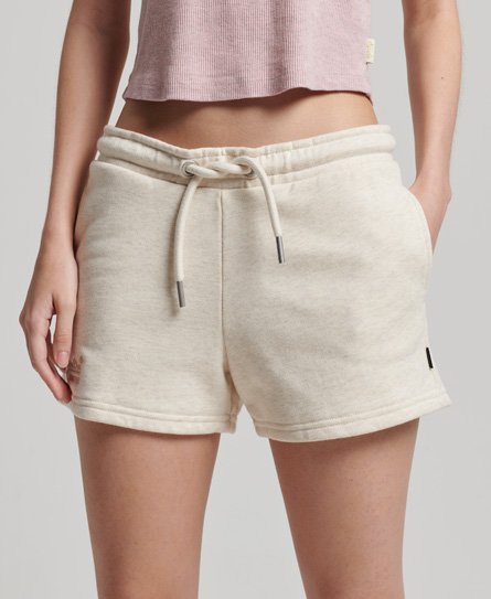 Superdry Women's Jersey-Shorts mit Aufgesticktem Vintage-Logo Creme - Größe: 42 von Superdry