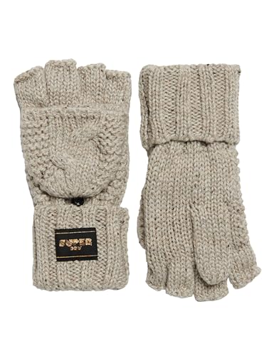 Superdry Damen Kabel Knit Handschuhe, Beige (Oaty Beige Fleck), One Size von Superdry