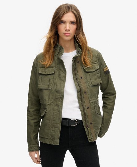 Superdry Damen Klassische Verzierte M65 Jacke Kaki - Größe: 40 von Superdry