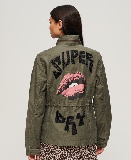 Superdry Damen Klassische Verzierte M65 Jacke Kaki - Größe: 42 von Superdry