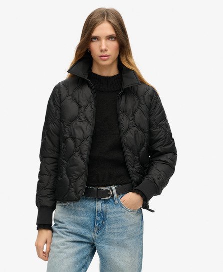 Superdry Damen Kurze Studios Liner Jacke Schwarz - Größe: 40 von Superdry