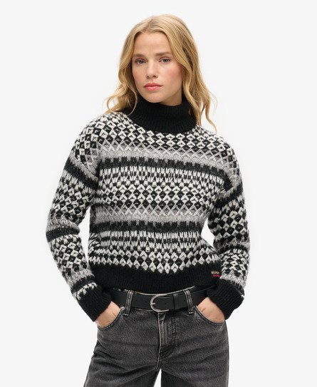 Superdry Women's Kurzer Strickpullover mit Rollkragen Schwarz - Größe: 44 von Superdry