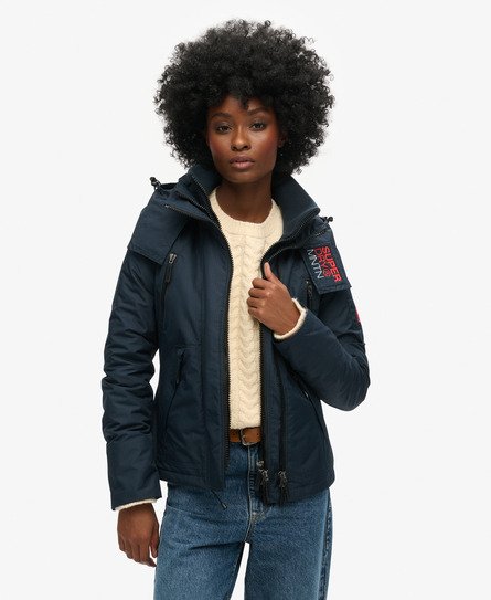 Superdry Damen Mountain Windbreaker Jacke mit Kapuze Marineblau - Größe: 40 von Superdry