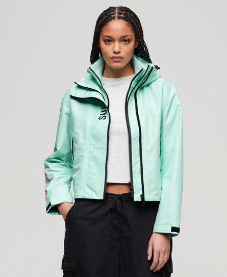 Superdry Damen SD Windbreaker Jacke mit Kapuze und Stickerei Blau - Größe: 38 von Superdry