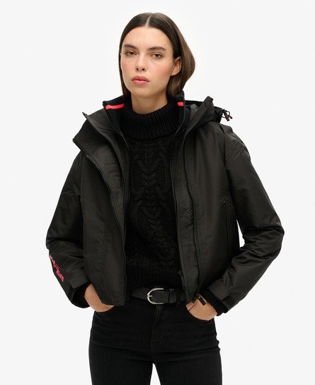 Superdry Damen SD Windbreaker Jacke mit Kapuze und Stickerei Schwarz - Größe: 44 von Superdry