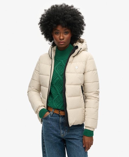 Superdry Women's Damen Beige Spirit Sports Steppjacke mit Kapuze, Größe: 36 - Größe: 36 von Superdry