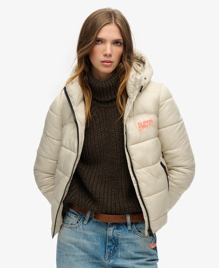 Superdry Women's Sports Bomberjacke mit Steppung Beige - Größe: 36 von Superdry