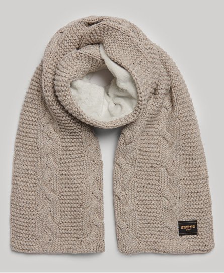 Superdry Women's Strickschal mit Zopfmuster Beige - Größe: 1Größe von Superdry