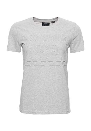 Superdry Damen Tokyo Stars T-Shirt mit Prägung Grau Meliert 38 von Superdry