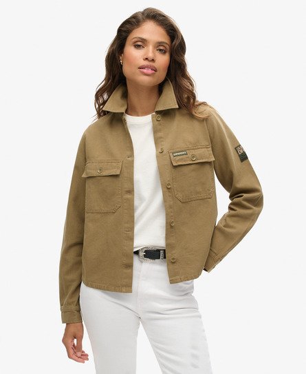 Superdry Damen Verzierte Military-Jacke Grün - Größe: 36 von Superdry