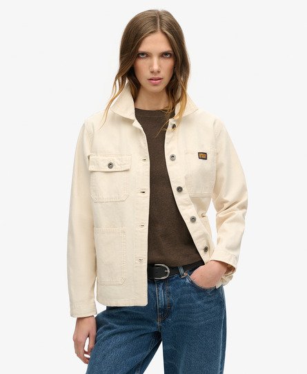 Superdry Damen Creme Vintage Chore Jacke aus Bio-Baumwolle, Größe: 40 von Superdry