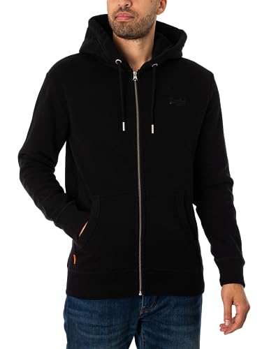 Superdry Herren Essential Logo Zip Hoodie Sweatshirt, Schwarz, M von Superdry