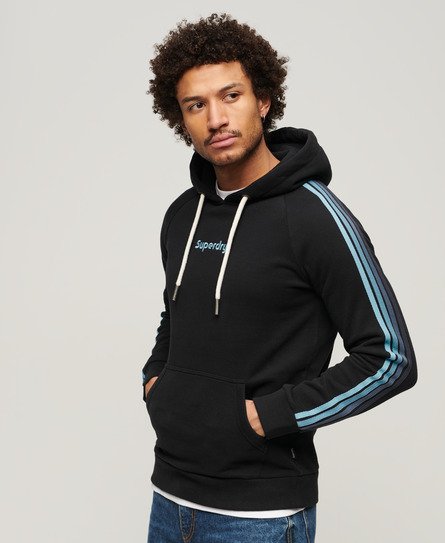 Superdry Herren Gestreiftes Terrain Hoodie mit Logo Schwarz - Größe: M von Superdry