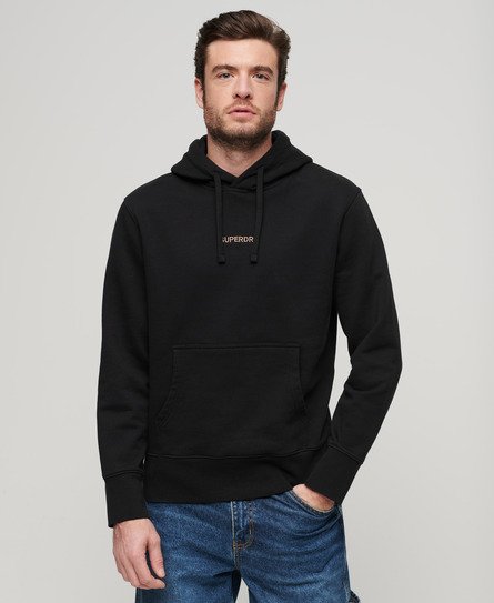 Superdry Herren Hoodie mit Lockerer Passform und Mikro-Logo Schwarz - Größe: L von Superdry