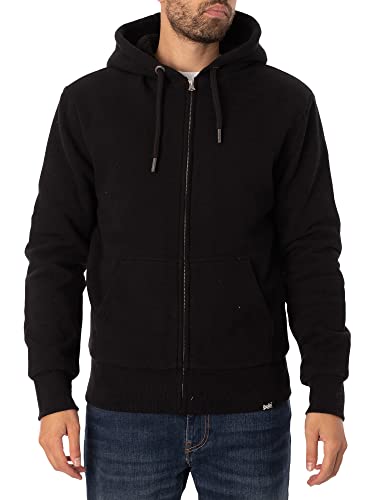 Superdry Herren Essential Borg Lined Zip Hood Sweatshirt, Schwarz, Large von Superdry