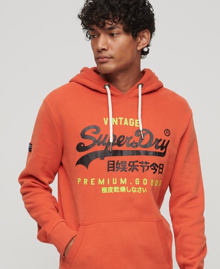 Superdry Men's Herren Orange, Schwarz und Gelb Klassischer Heritage Hoodie mit Vintage-Logo, Größe: M - Größe: M von Superdry