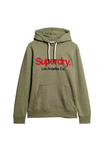 Superdry Herren Klassisches Core Hoodie mit Logo Gedämpftes Olivgrün Gesprenkelt XL von Superdry