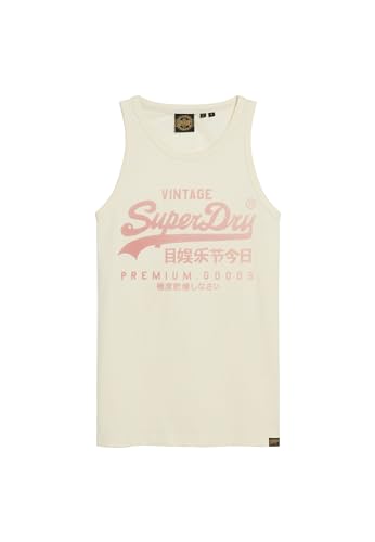 Superdry Herren Klassisches Heritage Tanktop mit Vintage-Logo Creme XL von Superdry