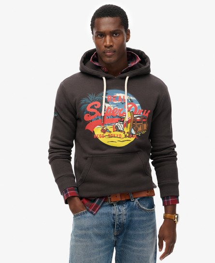 Superdry Men's LA Hoodie mit Grafik Schwarz - Größe: L von Superdry