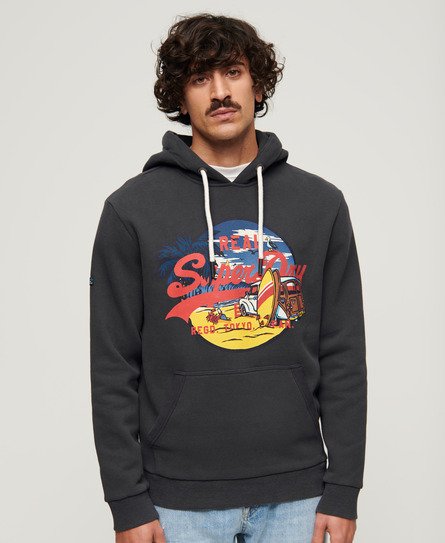 Superdry Men's LA Hoodie mit Grafik Schwarz - Größe: M von Superdry