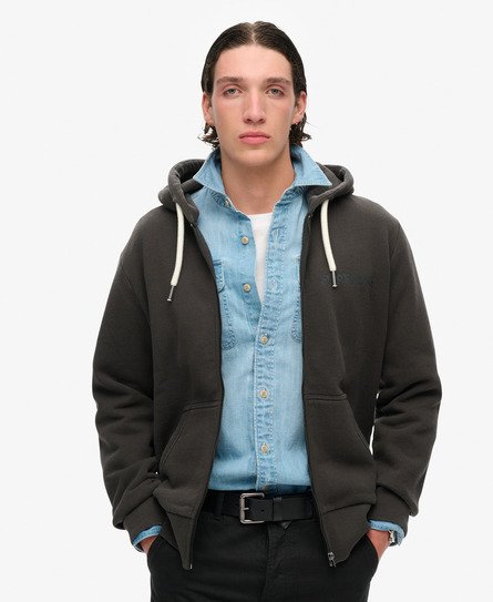 Superdry Herren Locker Geschnittenes Hoodie mit Tattoo-Grafik Schwarz - Größe: M von Superdry