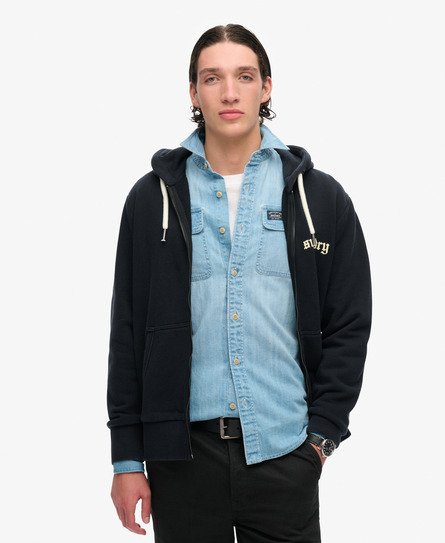 Superdry Herren Locker Geschnittenes Hoodie mit Tattoo-Grafik Schwarz - Größe: XL von Superdry