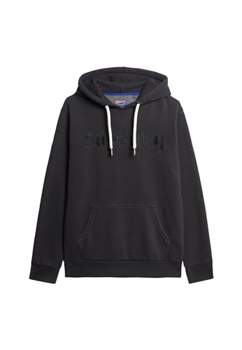 Superdry Herren Überfärbtes Terrain Hoodie mit Logo Schwarz L von Superdry